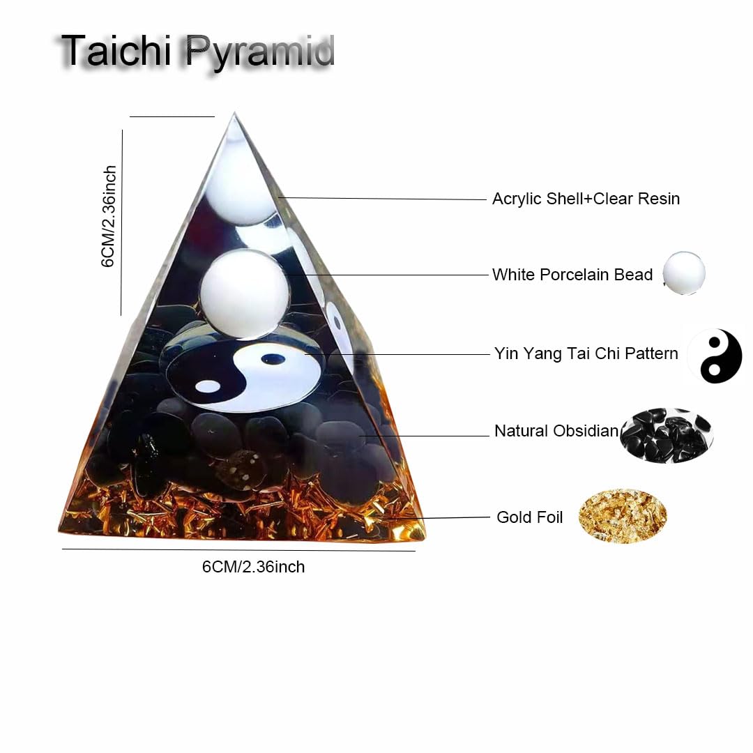 Ycyingcheng Moonstone Orgone Pyramid side view showcases elegant design for meditation.