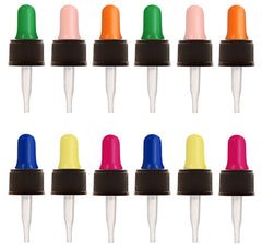 Year of Plenty multicolored glass eye droppers for 5ml bottles, precise dosing.