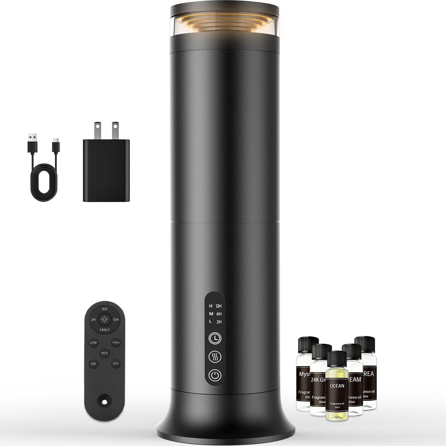 YEJOUMO Waterless Scent Diffuser front view; premium aluminum body for a calm home spa