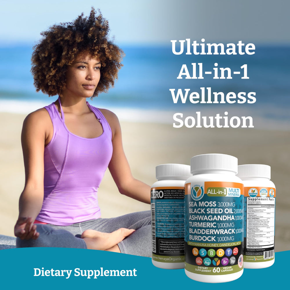 Yemaya Black Seed Oil Sea Moss blend comes in convenient capsules.
