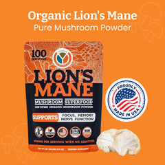 Scoop of Yemayá Lions Mane powder for daily cognitive support.