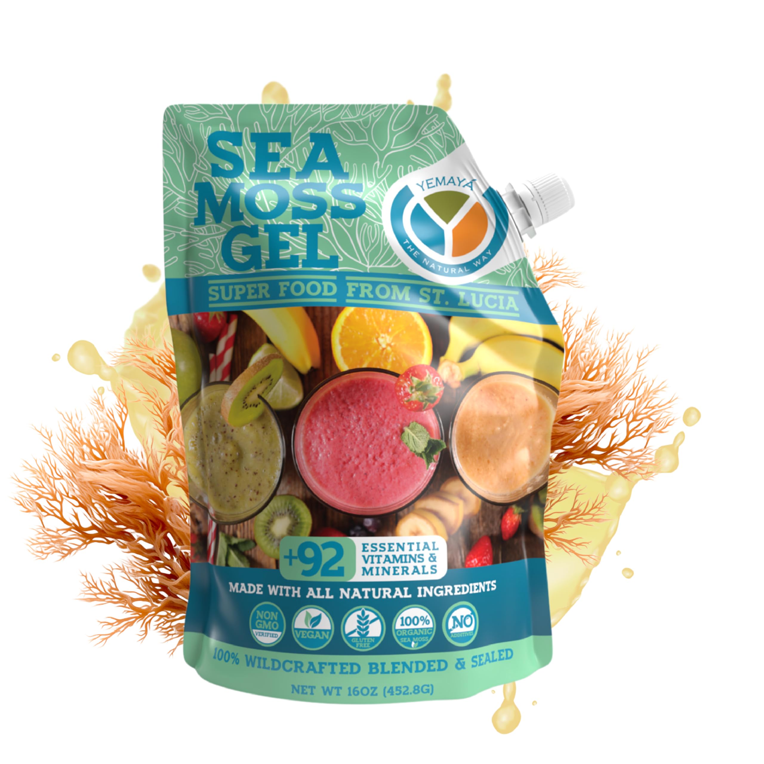 Yemayá Organic Sea Moss Gel poured for easy daily smoothies