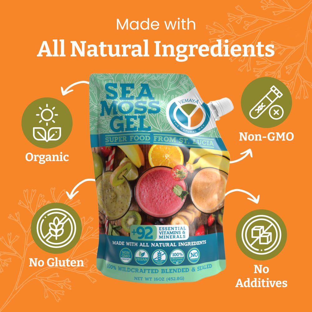 Yemayá Sea Moss Gel used in drinks to support hair and skin care