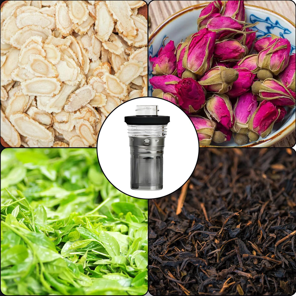 Yenergy bottle tea drainer feature for infused beverages.