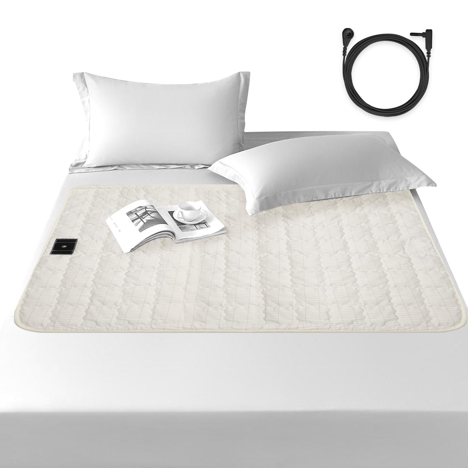 YEOUMIAR grounding bed mat in cream with soft cotton for comfortable rest
