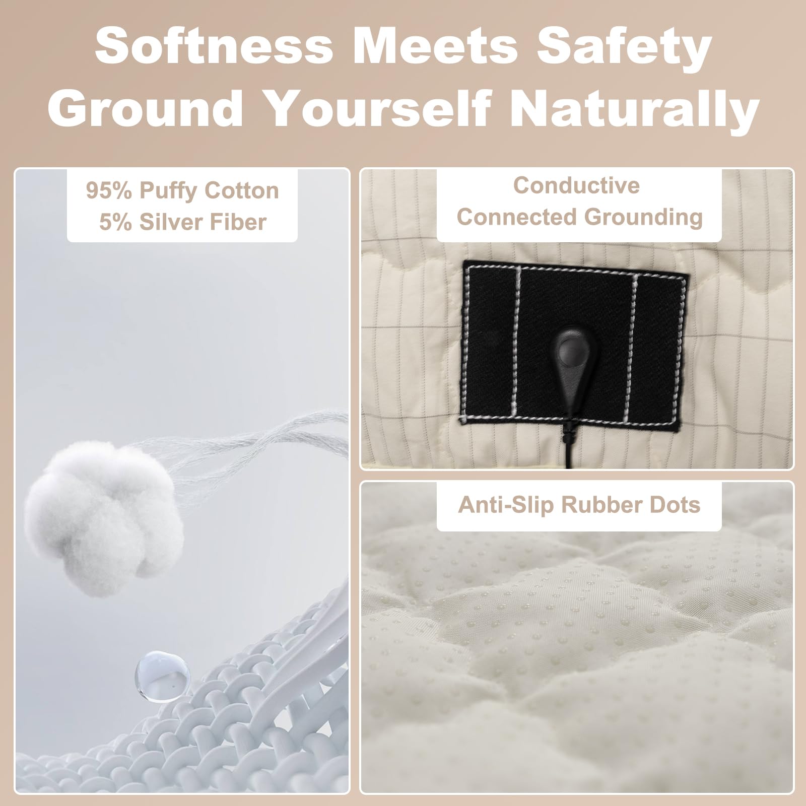 YEOUMIAR grounding blanket 34x50 cream for versatile home use
