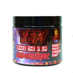 Yep Strength Wake The Faith Up canister side shows premium formula details.