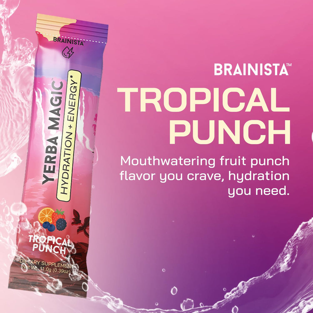On-the-go Yerba Magic Tropical Punch stick being prepared while commuting