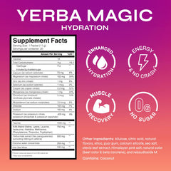 Yerba Magic stick-pack layout showing tropical punch for quick energy