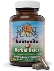 Yerba Prima Bentonite Clay Plus Herbal Detox capsules provide convenient detox support.