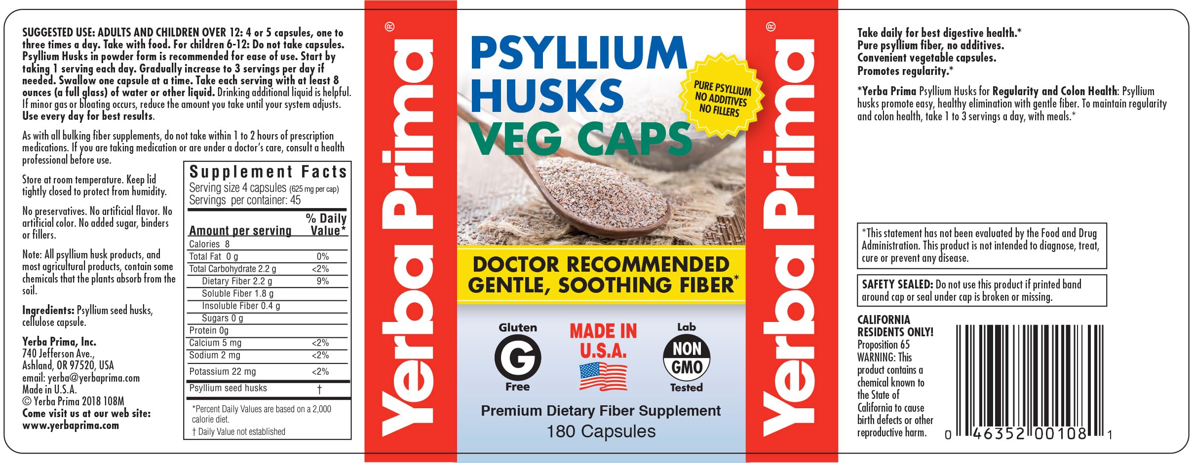 Yerba Prima daily fiber capsules pour into glass with meals.