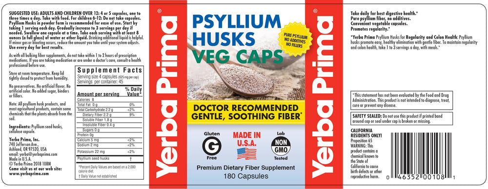 Yerba Prima daily fiber capsules pour into glass with meals.