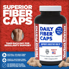 Yerba Prima Daily Fiber Formula bottle back shows supplement facts and fiber sources