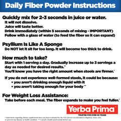 Yerba Prima Daily Fiber Formula being poured into a glass.