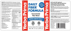 Yerba Prima Daily Fiber Formula powder with scoop demonstrates daily use for regularity support