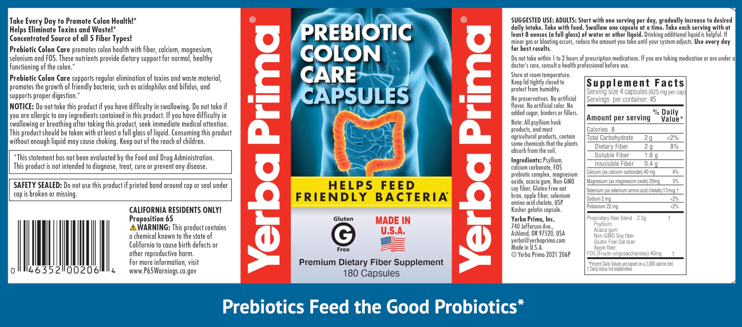 Yerba Prima fiber and minerals blend promotes comfortable digestion and regularity.