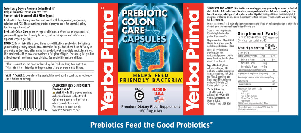 Yerba Prima fiber and minerals blend promotes comfortable digestion and regularity.