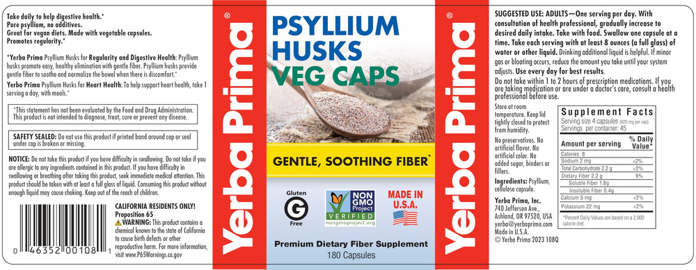 Keto-friendly packaging for Yerba Prima Psyllium Husks appeals to low-carb dieters
