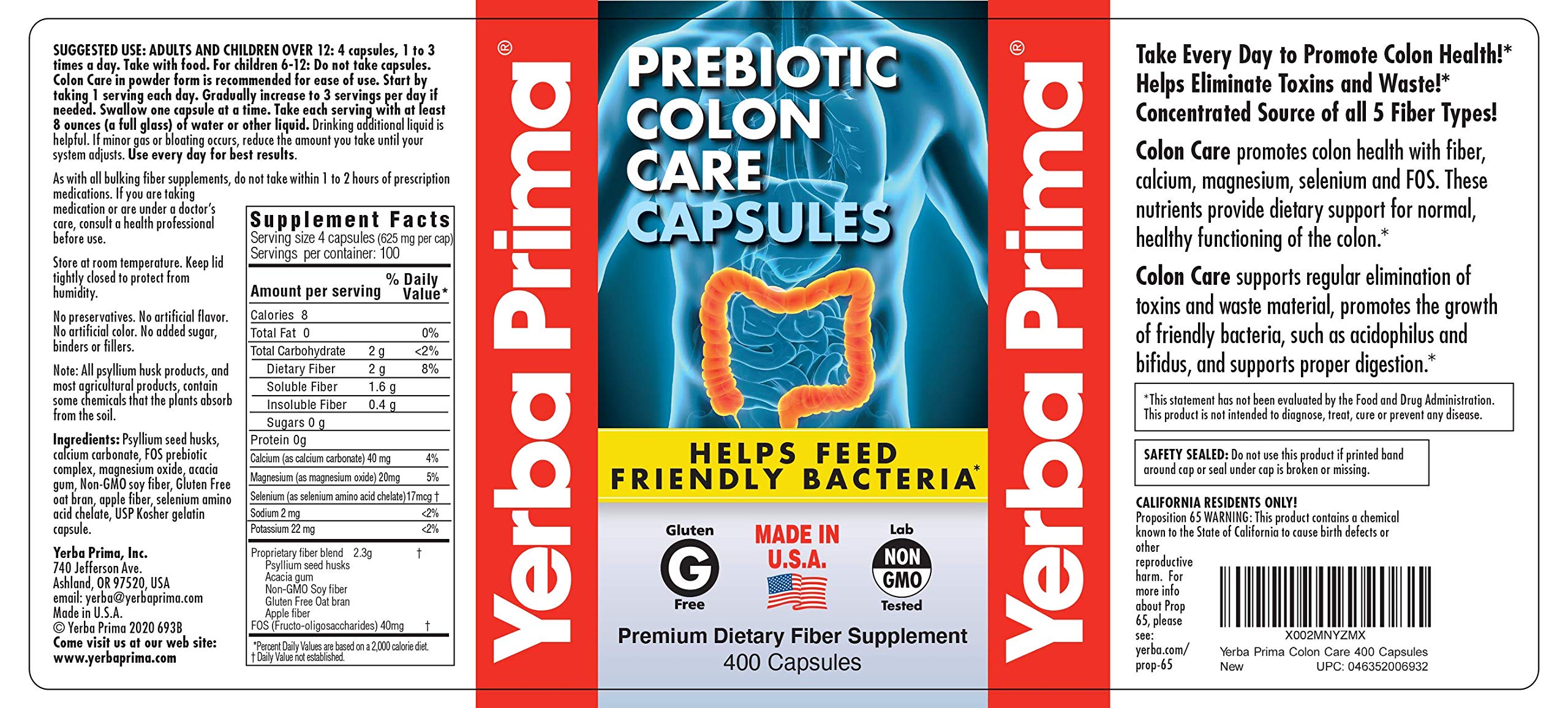 Yerba Prima FOS pre-biotics visual supporting healthy digestion.