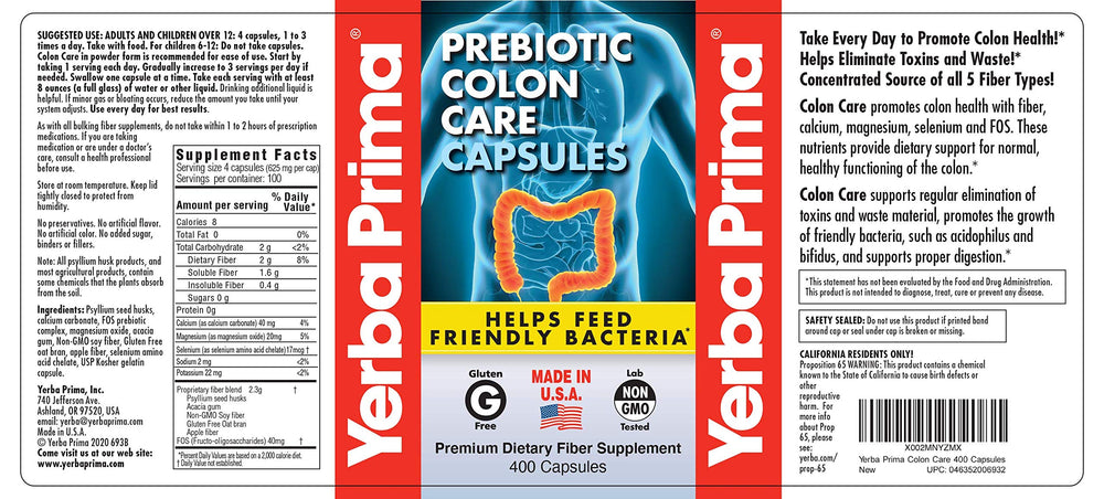 Yerba Prima FOS pre-biotics visual supporting healthy digestion.