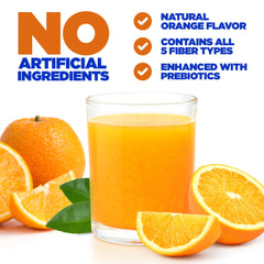 Pouring Yerba Prima Orange Daily Fiber into liquid for easy mixing.