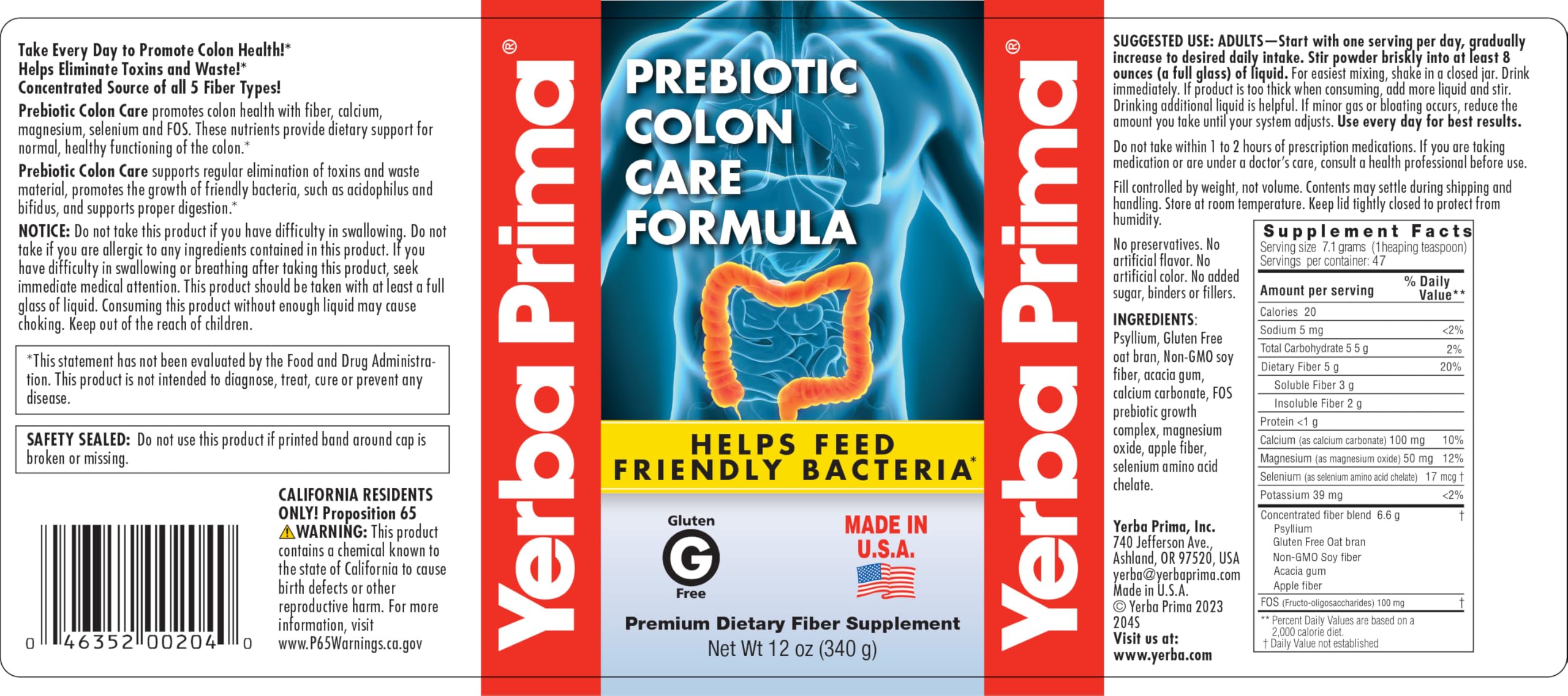 Yerba Prima prebiotic colon care powder in a glass demonstrates easy addition to routines.