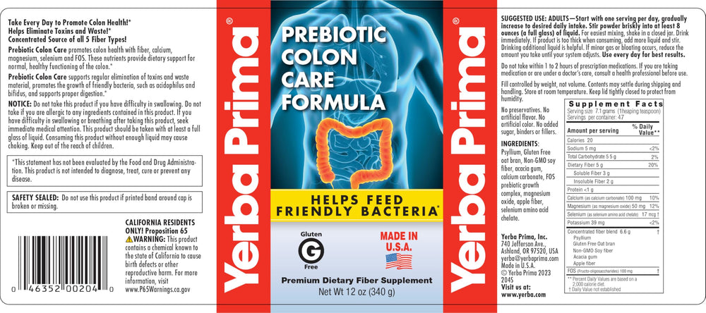 Yerba Prima prebiotic colon care powder in a glass demonstrates easy addition to routines.