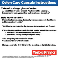 Yerba Prima psyllium fiber visual showing colon cleansing benefits.