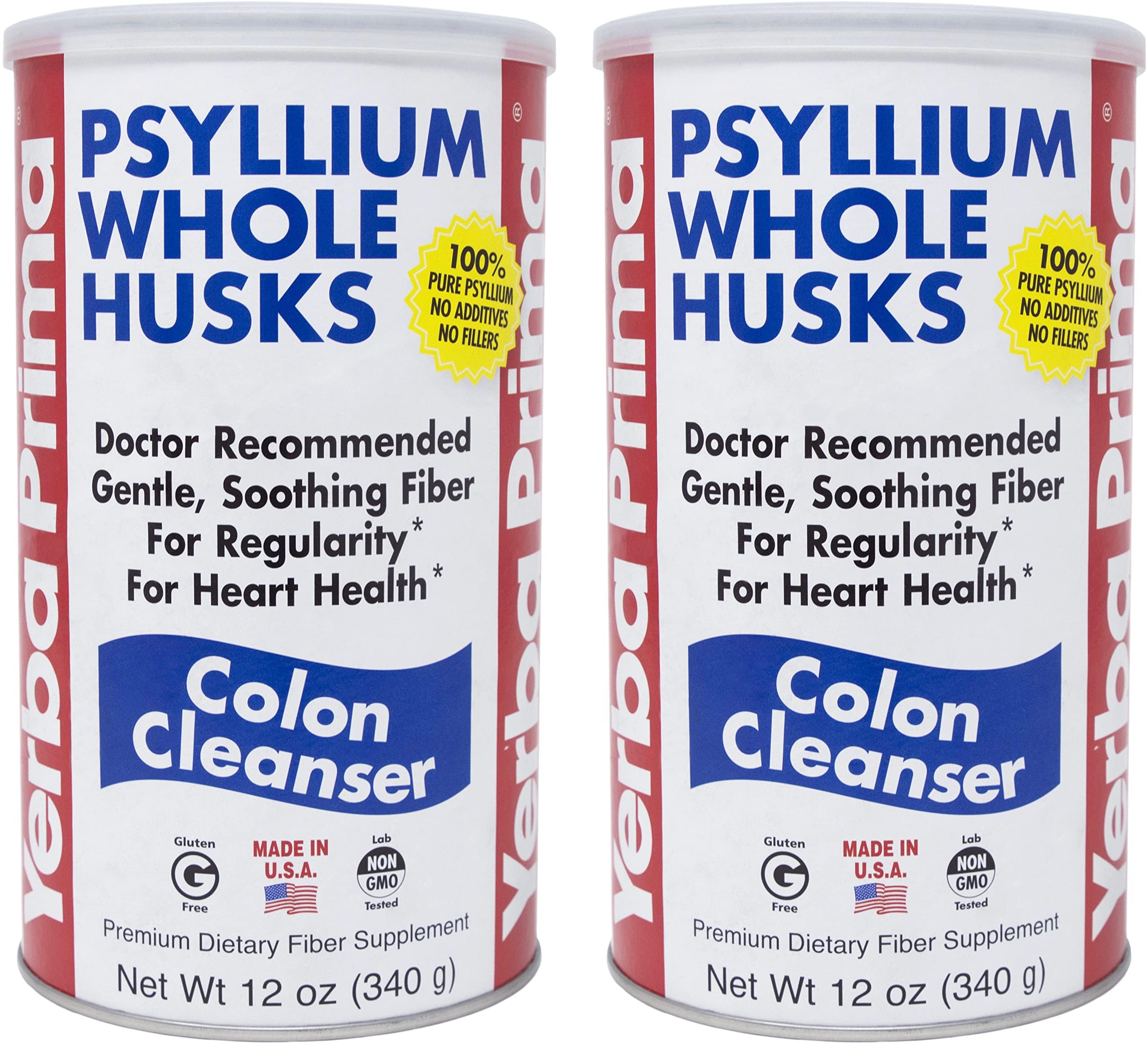 Yerba Prima Psyllium Husk bottle front showcases packaging for gut support