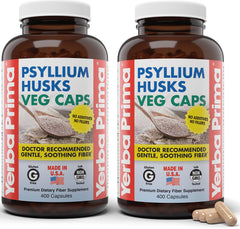 Yerba Prima psyllium husk capsules bottle front view for daily fiber