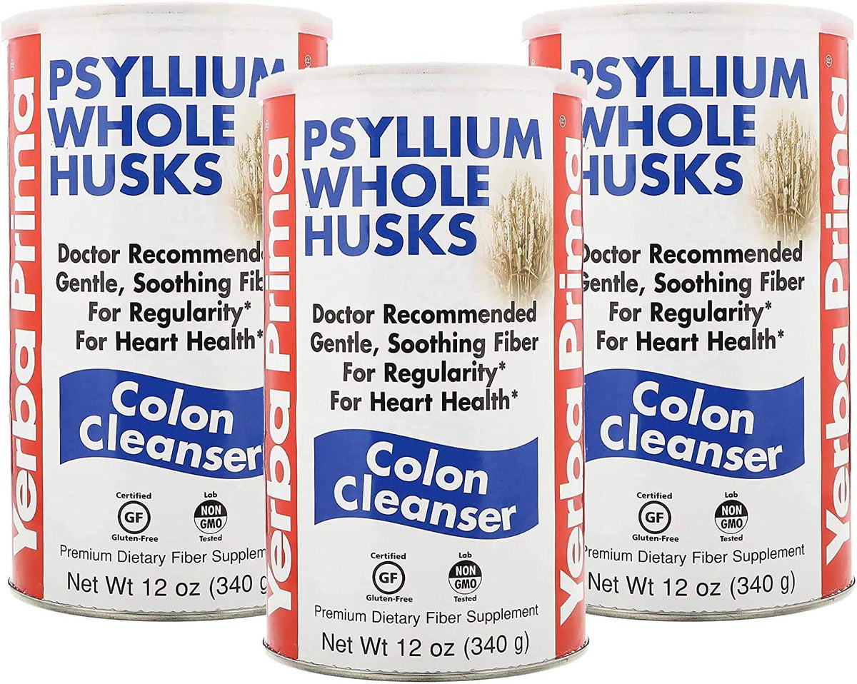 Yerba Prima Psyllium Husk front packaging showing whole husk fiber for daily regularity