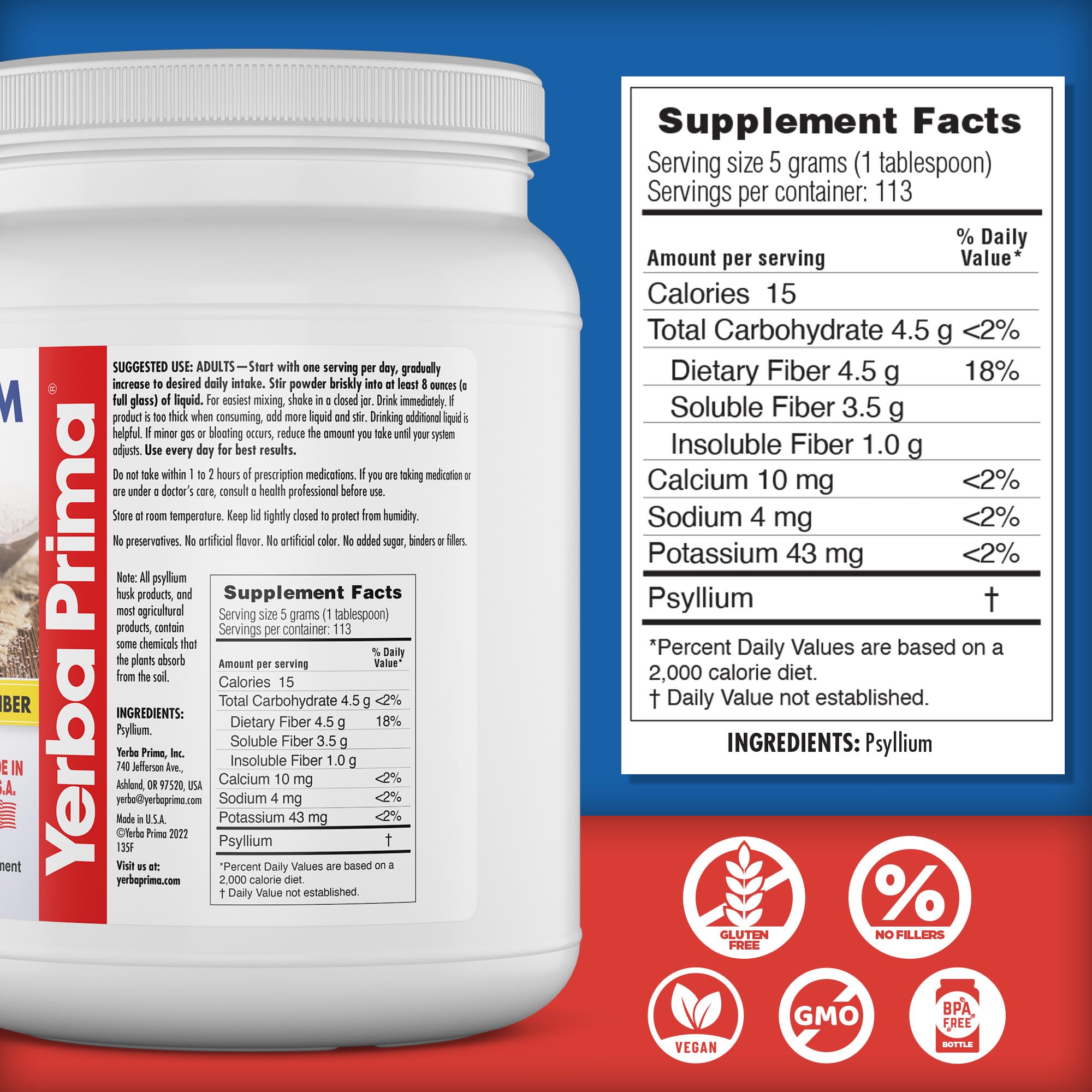 Yerba Prima psyllium husk added to smoothie for easy fiber boost