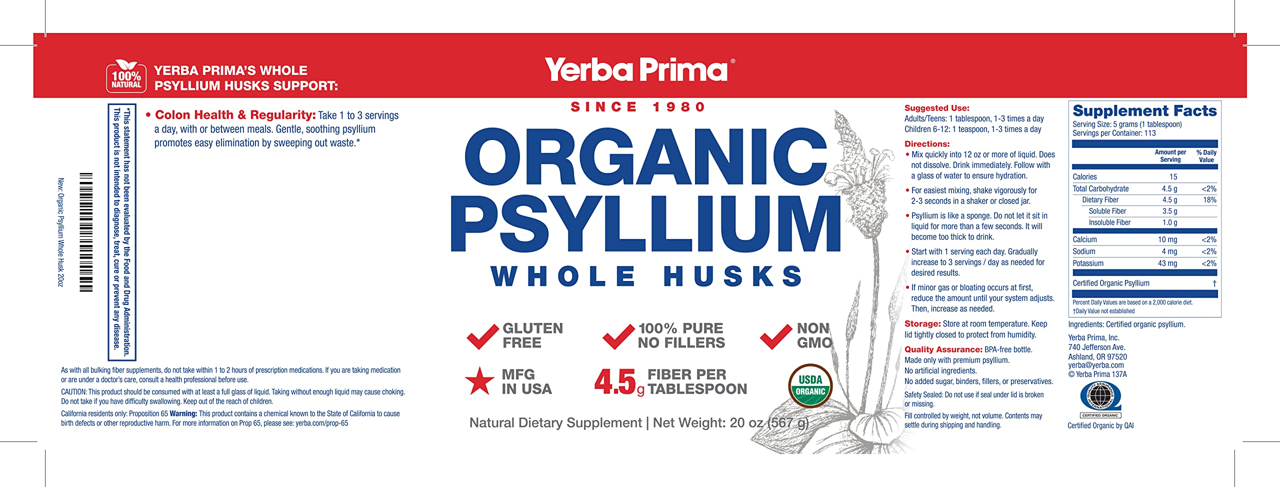 Box mentions no fillers and pure psyllium husk