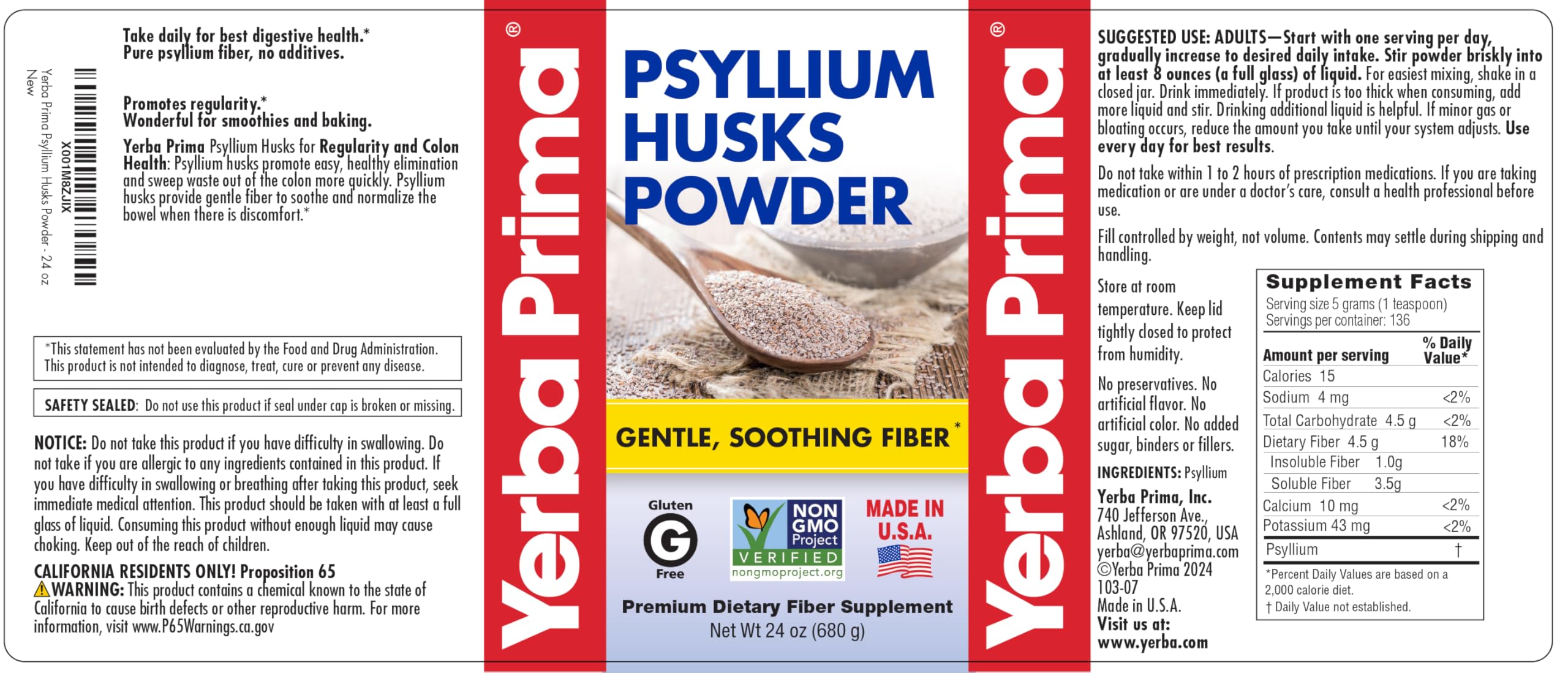 Yerba Prima psyllium husk powder perfect for baking recipes.
