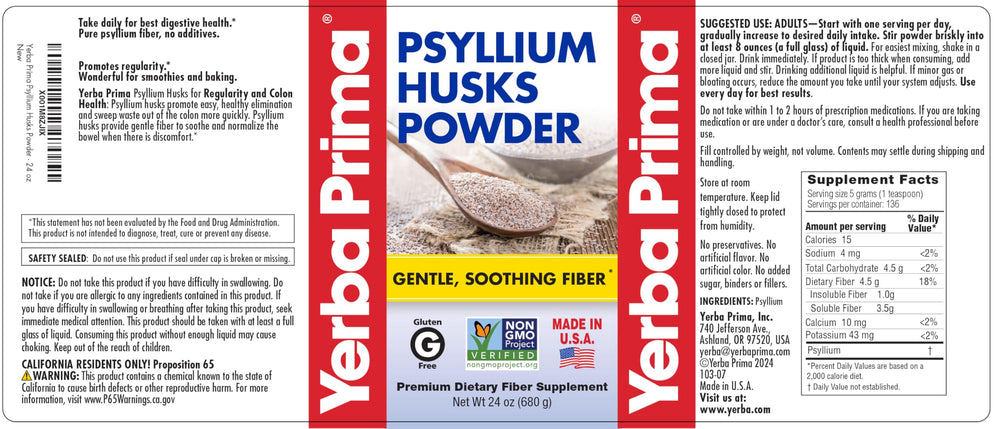 Yerba Prima psyllium husk powder perfect for baking recipes.