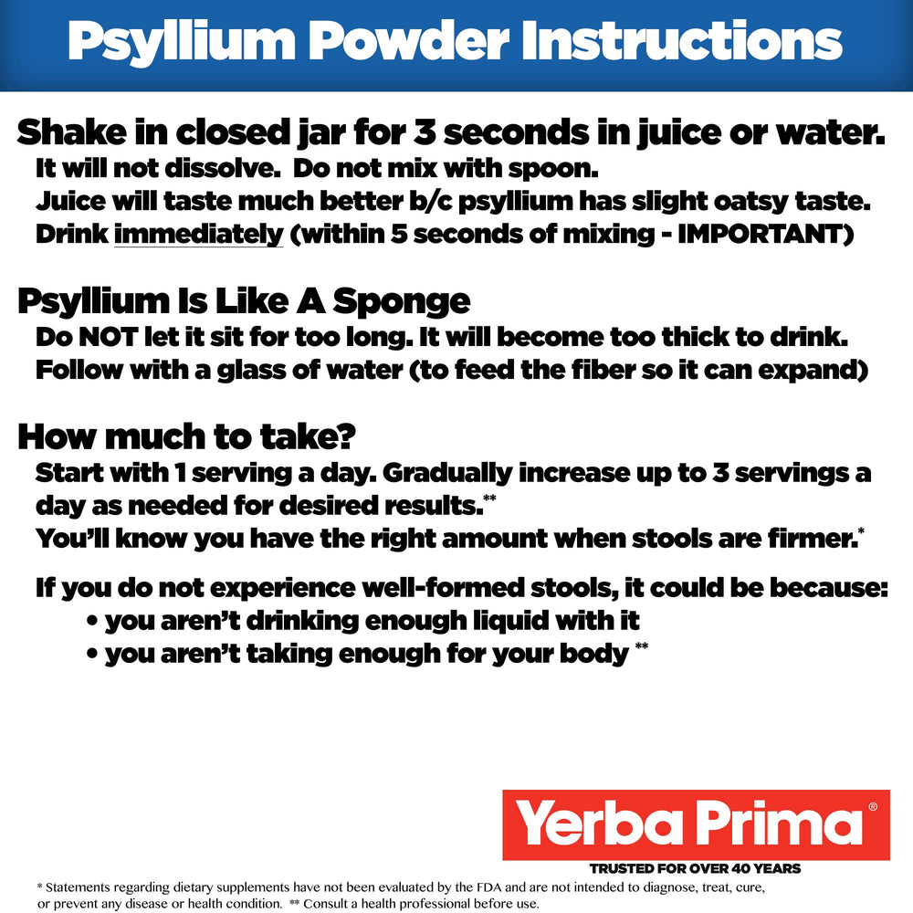 Yerba Prima psyllium husk powder fine texture ideal for baking and thickening.