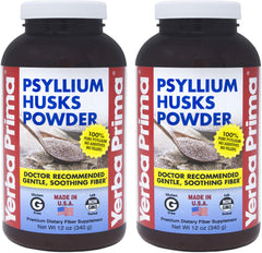 Yerba Prima Psyllium Husk Powder two bottles front view for daily fiber routine.