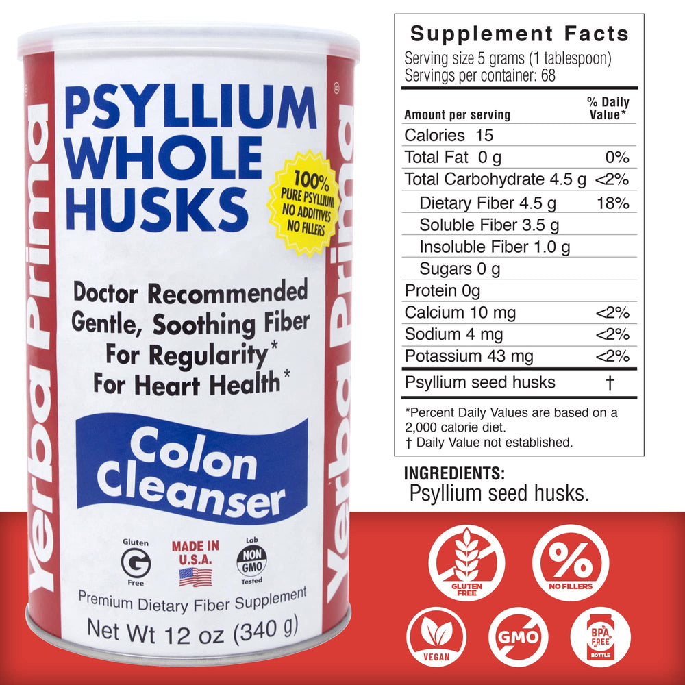 Yerba Prima Psyllium Husk scoop demonstrates easy, measured servings