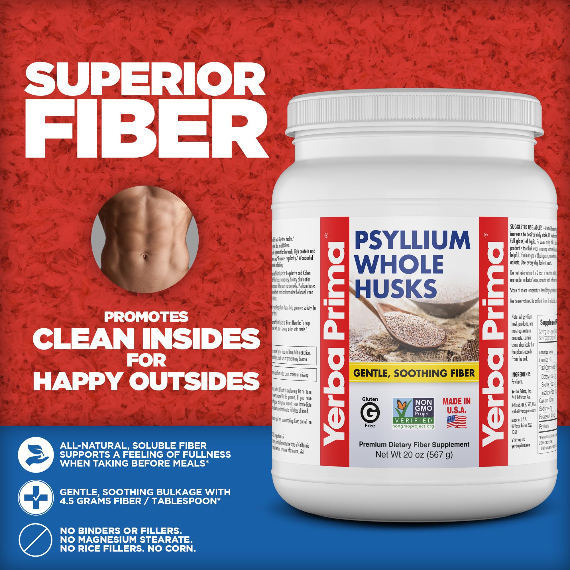Yerba Prima Psyllium husks in water demonstrates quick fiber intake