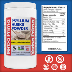 Glass of mixed Yerba Prima psyllium drink for gentle fiber intake.