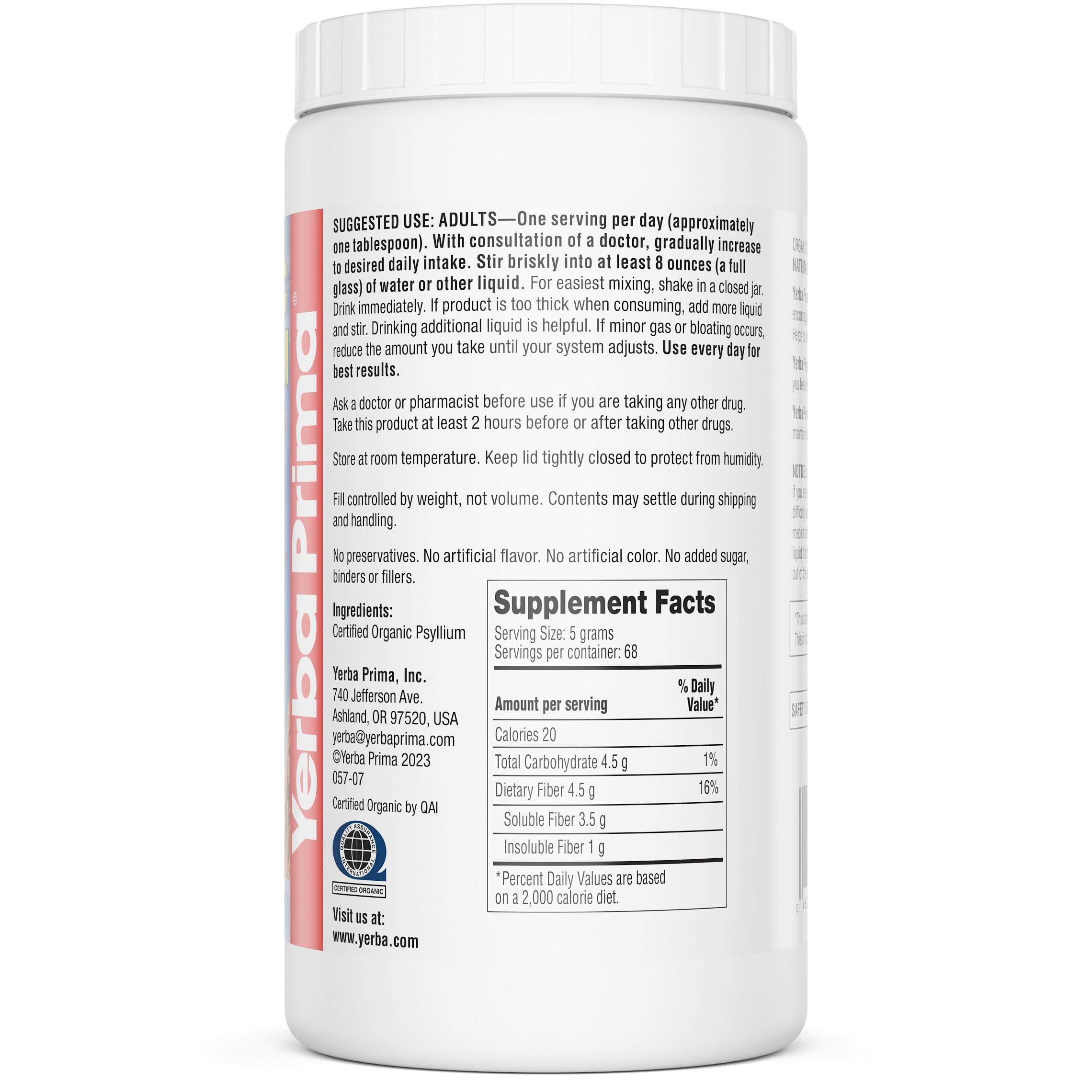 Yerba Prima psyllium husks made in the USA for trusted quality.