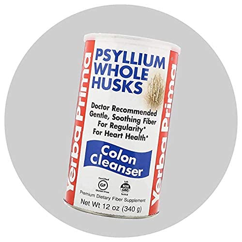 Yerba Prima Psyllium Whole Husks info card confirms lab-tested quality and USA-made production