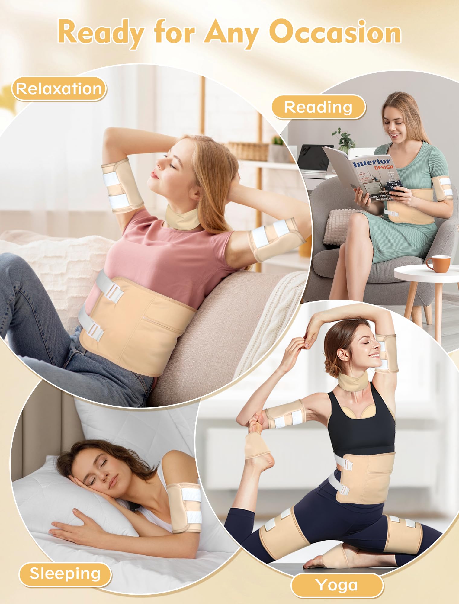 Yerepk Castor Oil Pack Wrap arms and elbows provides flexible relief on the go
