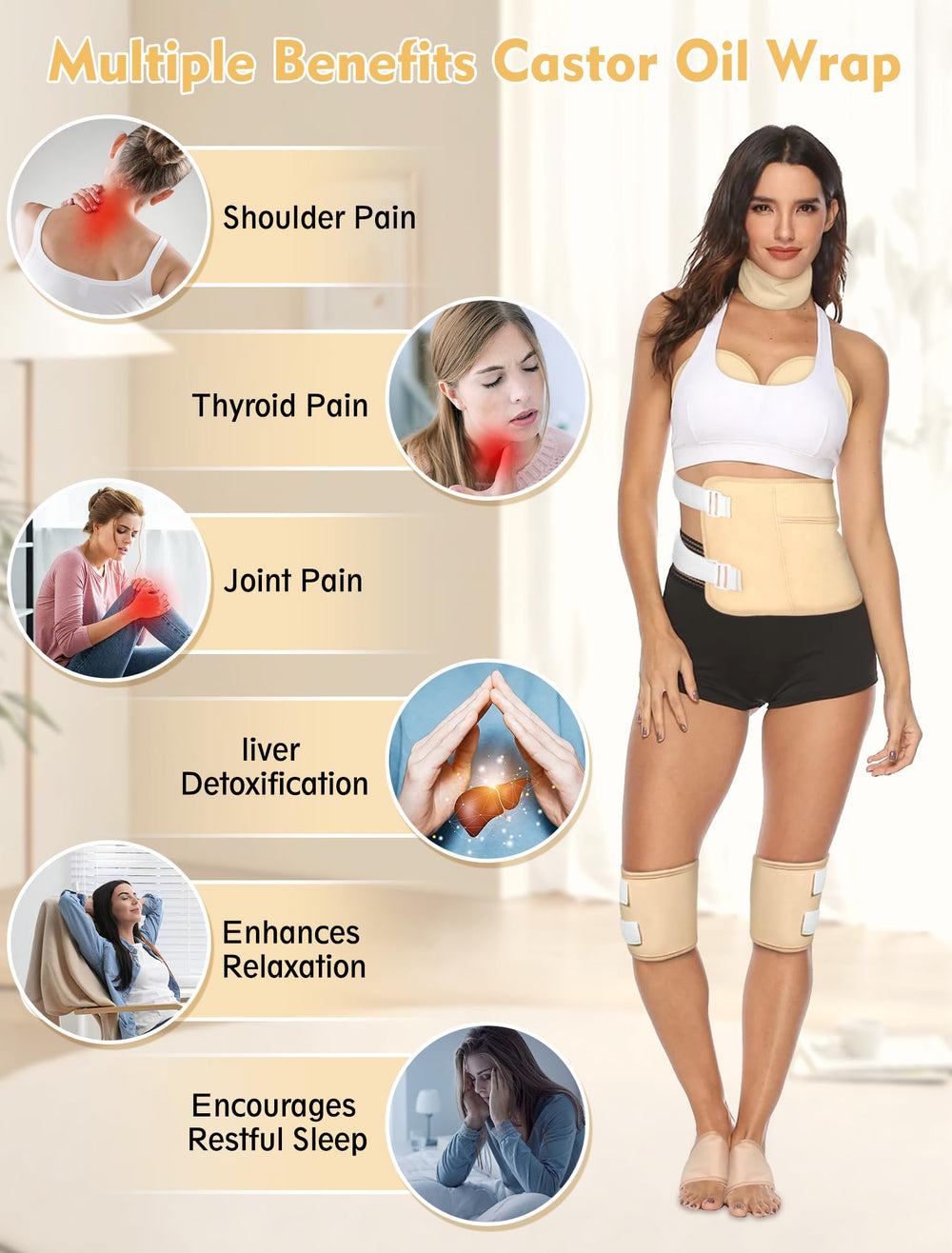 Yerepk Castor Oil Pack Wrap neck-shoulder supports tense areas with a secure fit
