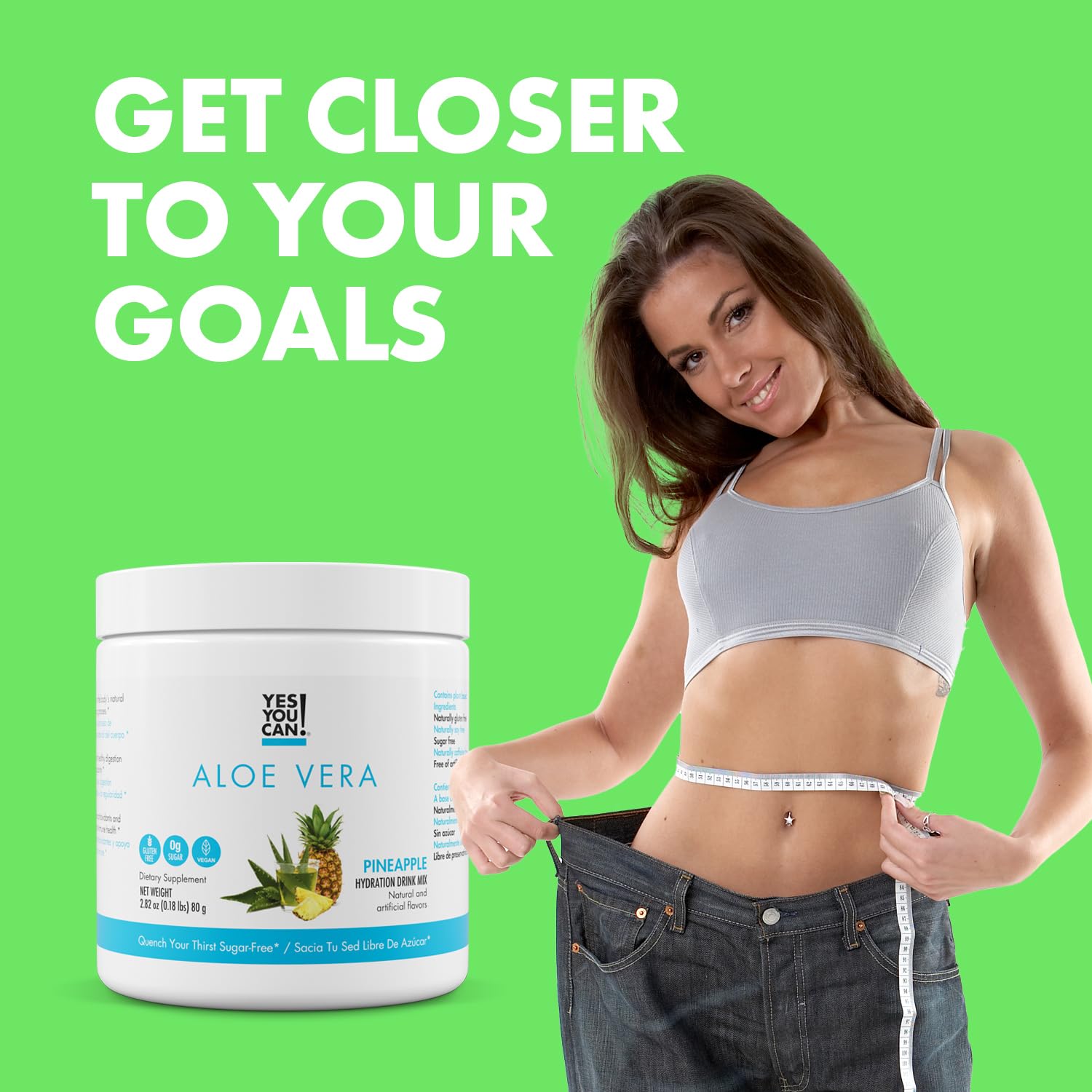 Yes You Can Aloe Vera pineapple powder close-up highlighting natural ingredients