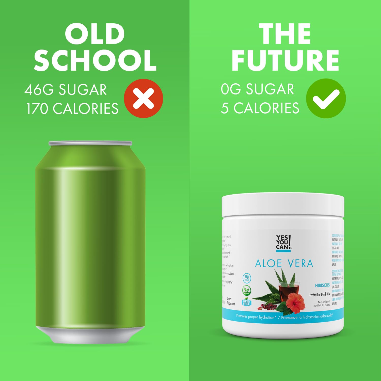 Yes You Can Aloe Vera Powder Drink Mix hibiscus flavor flowers add color and aroma