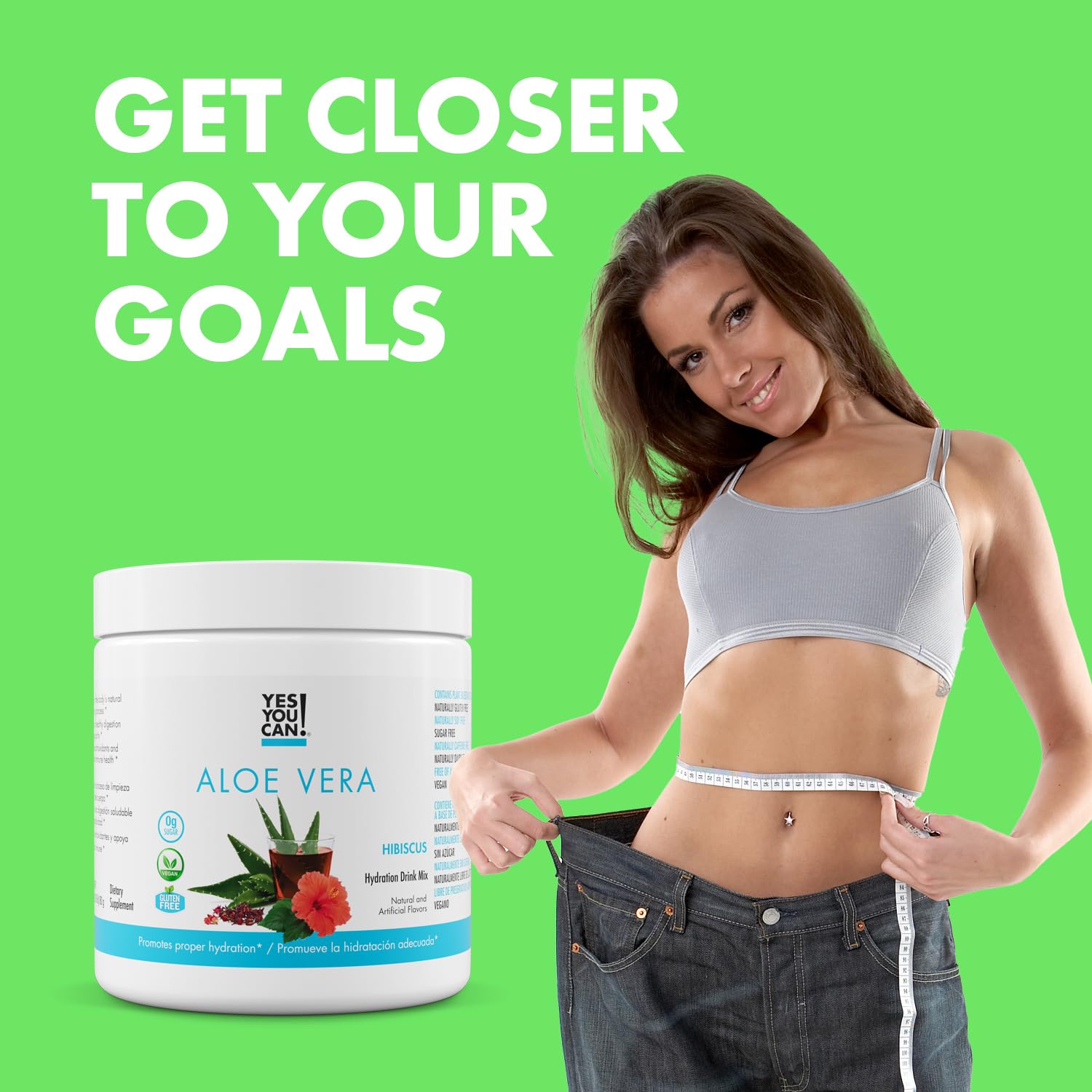 Yes You Can Aloe Vera Powder Drink Mix organic ingredients badge signals natural formulation