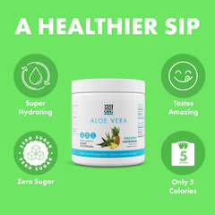 Yes You Can Aloe Vera powder drink mix scoop and tub for quick hydration