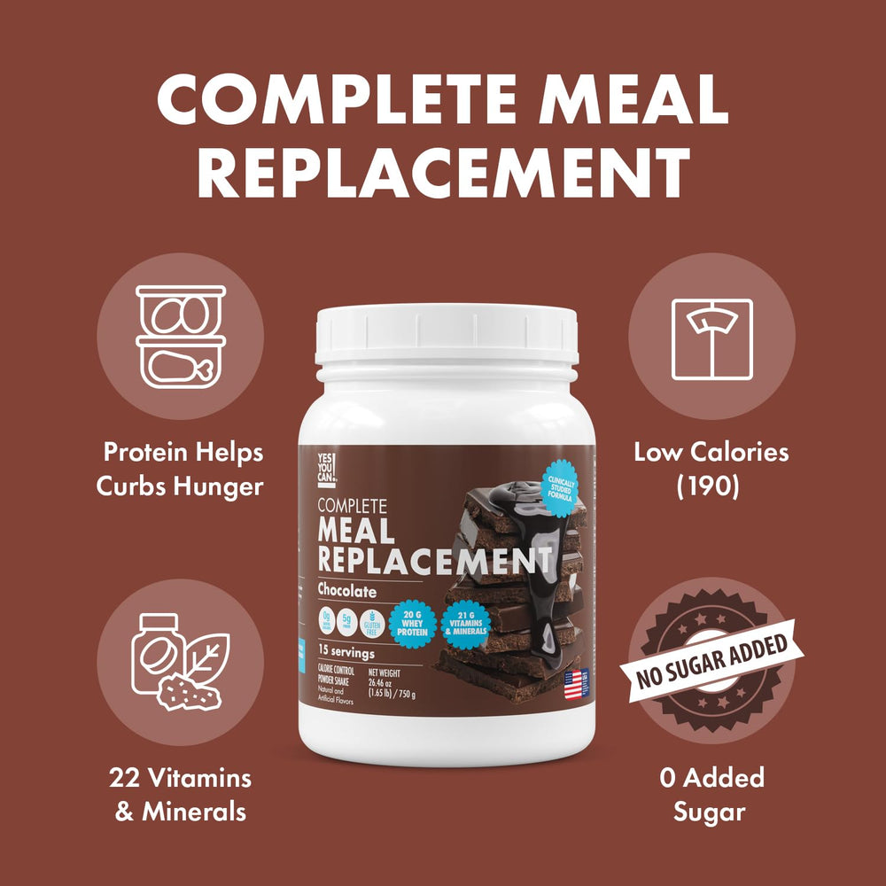 Yes You Can! Cookies and Cream tub shown for convenient meal replacement.