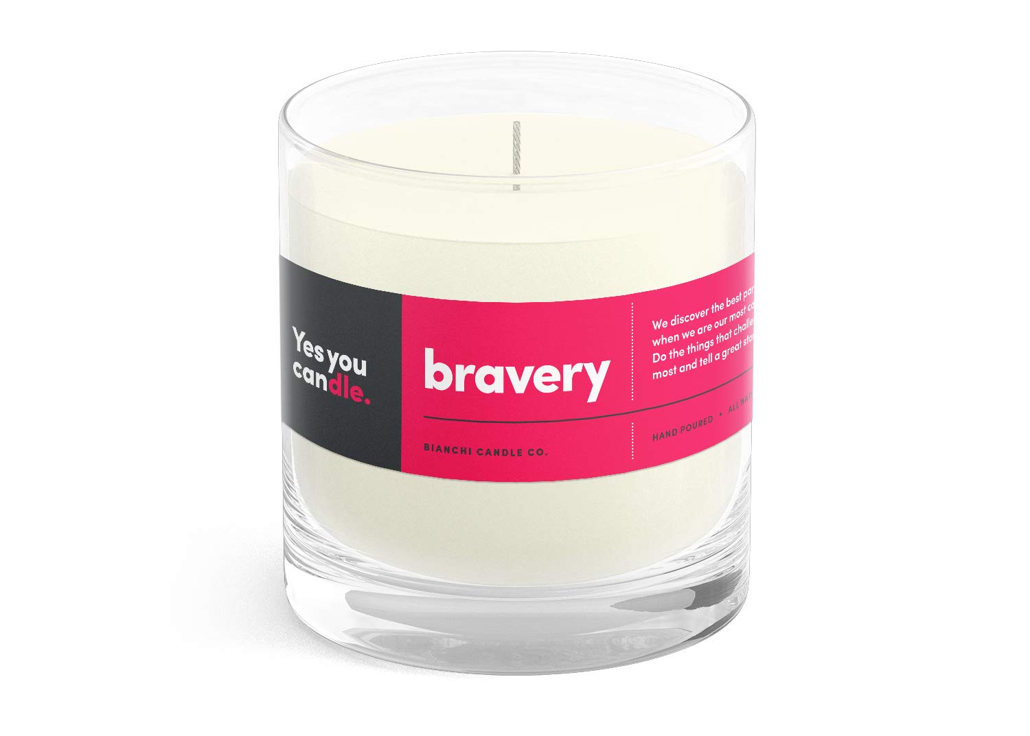 Yes You Candle Bravery Citrus Sage wax pouring shot, cozy morning ritual vibe
